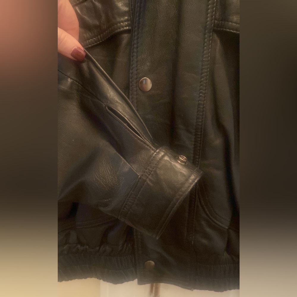 Vintage ADLER Y2K Mens Black Leather Bomber Jacket M Medium $300 EUC lcsr - Picture 6 of 16